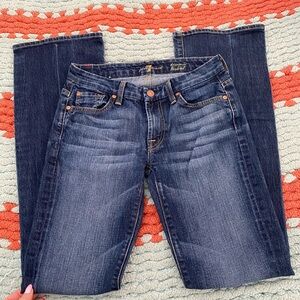 7 For All Mankind Women's Dark Blue Straight Leg Jeans